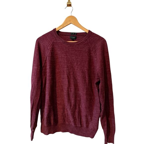 J Crew Cotton Midweight Slim Crewneck Top Burgundy M - Picture 1 of 5